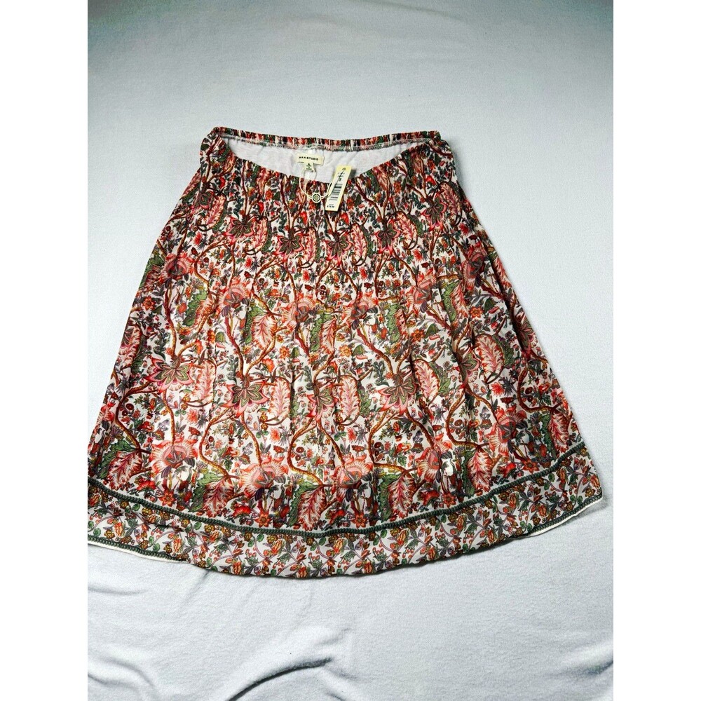 Max Studio Womens Multicolor Floral A-Line Pleated Knee Skirt S Pull On $78 524
